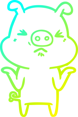 Bir insan tarafından çizilmiş kızgın bir domuzun soğuk çizgi çizimi.