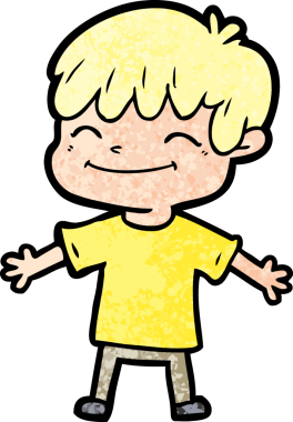 Bir insan tarafından çizilmiş mutlu çocuk çizgi filmi.