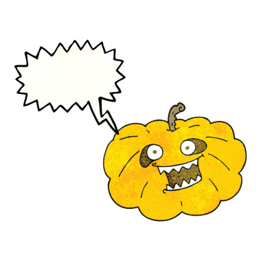 Serbest konuşma balonu desenli cadılar bayramı balkabağı bir insan tarafından çizilmiş.