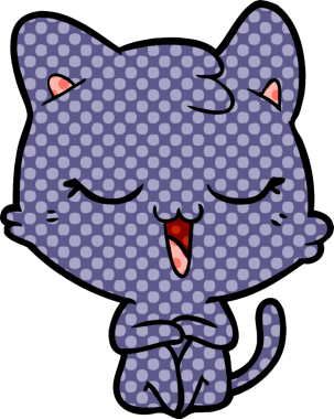 Bir insan tarafından çizilmiş mutlu çizgi film kedisi.