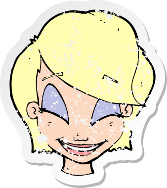 Bir insan tarafından çizilmiş bir karikatürün gerilimli retro yapıştırması.