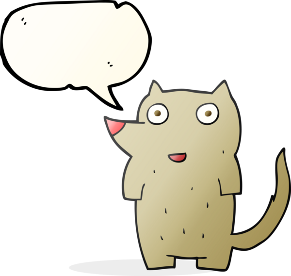 Bir insan tarafından çizilmiş serbest konuşma balonu çizgi film köpeği.