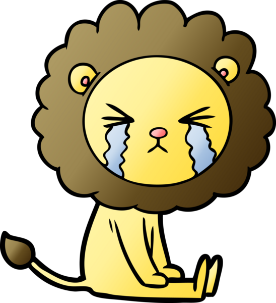 Bir insan tarafından çizilmiş ağlayan bir aslan.