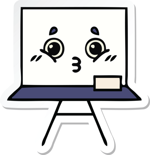 Bir insan tarafından çizilmiş beyaz bir karikatür çıkartması.