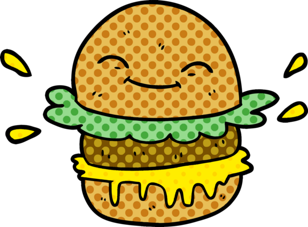 Bir insan tarafından çizilmiş fast food hamburgeri.