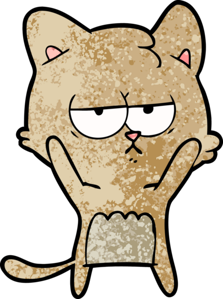 Bir insan tarafından çizilmiş sıkıcı çizgi film kedisi.