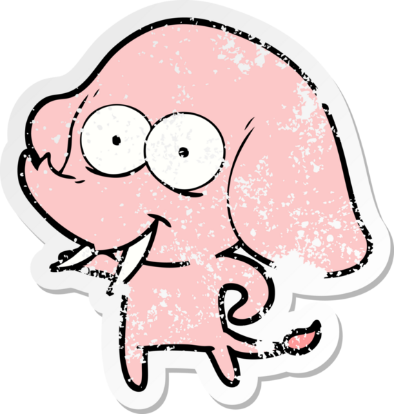 Bir insan tarafından çizilmiş mutlu bir filin sıkıntılı çıkartması.