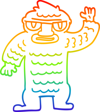 gökkuşağı gradyan çizgi çizimi bir insan tarafından çizilmiş büyük Yeti