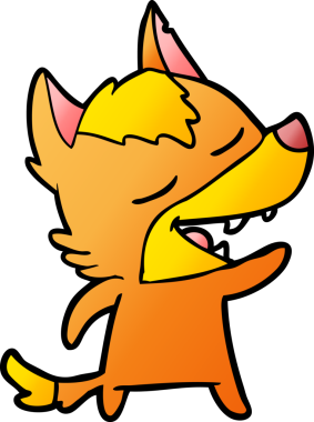 Bir insan tarafından çizilmiş tilki çizgi film karakteri