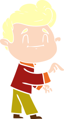 Mutlu düz renkli çizgi film adamı bir insan tarafından çizildi.