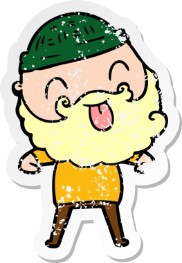 Bir insan tarafından çizilmiş sakallı bir adamın sıkıntılı çıkartması.