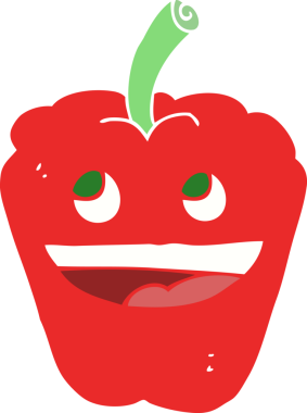 Bir insan tarafından çizilen biberin düz renk çizimi