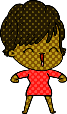 Bir insan tarafından çizilmiş gülen kadın çizgi filmi.