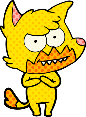 Bir insan tarafından çizilmiş tilki çizgi film karakteri