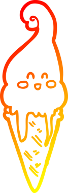 Bir insan tarafından çizilmiş çizgi film dondurmasının sıcak çizgi çizimi