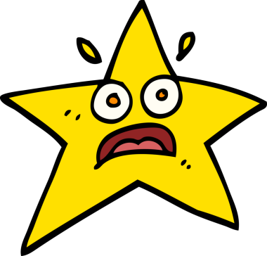 Bir insan tarafından çizilmiş komik el çizimi çizgi film yıldızı.