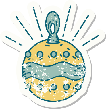 Dövme stili eski bir çıkartma. Bir insan tarafından çizilmiş Noel süsü.