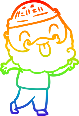 Gökkuşağı gradyan çizgisi sakallı bir adamın bir insan tarafından çizilmiş dili.