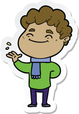 Bir insan tarafından çizilmiş, karikatür dostu bir adamın çıkartması.