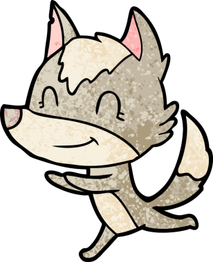 Bir insan tarafından çizilmiş dost canlısı çizgi film kurdu.