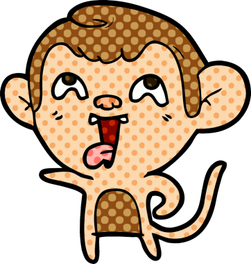 Bir insan tarafından çizilmiş çılgın çizgi film maymunu