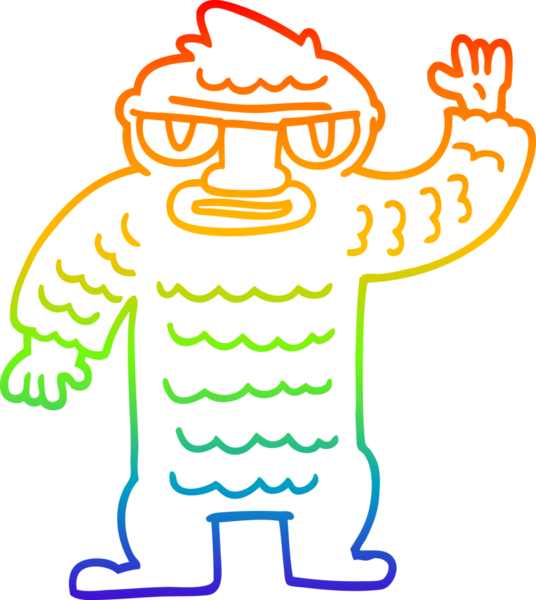 gökkuşağı gradyan çizgi çizimi bir insan tarafından çizilmiş büyük Yeti