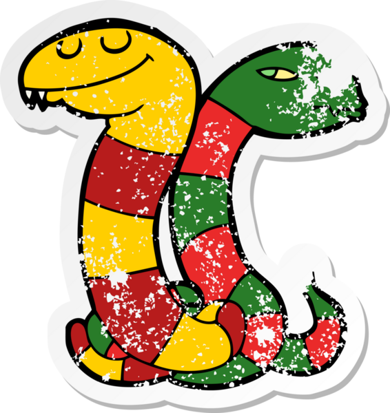 Bir insan tarafından çizilmiş çizgi film yılanının sıkıntılı çıkartması.