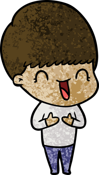 Bir insan tarafından çizilmiş mutlu çizgi film çocuğu.