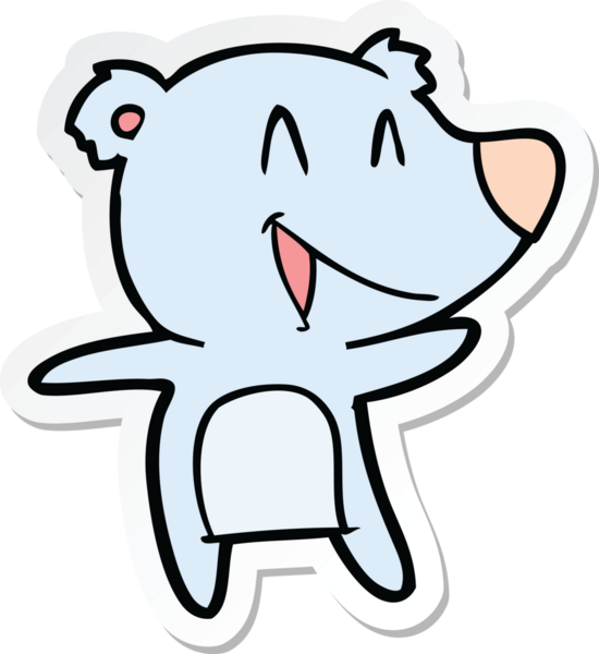 Bir insan tarafından çizilmiş, gülen ayı çizgi filminin çıkartması.