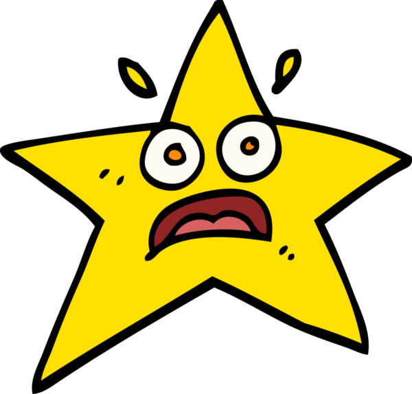 Bir insan tarafından çizilmiş komik el çizimi çizgi film yıldızı.