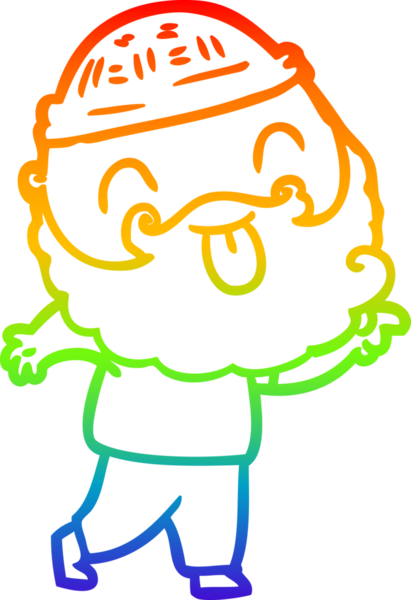 Gökkuşağı gradyan çizgisi sakallı bir adamın bir insan tarafından çizilmiş dili.