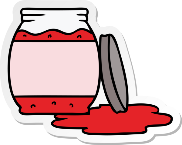 Bir insan tarafından çizilmiş çilek reçelinin el çizimi karikatür karikatürü