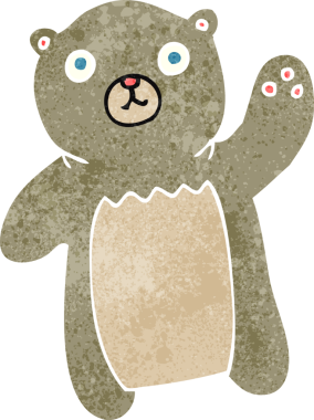 Bir insan tarafından çizilmiş bir çizgi film ayısı.