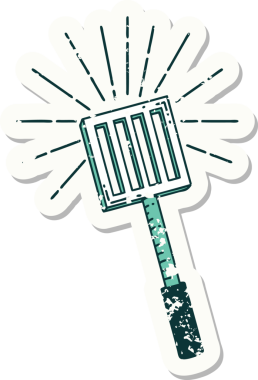 Bir insan tarafından çizilmiş eski bir dövme stili mutfak spatulası.