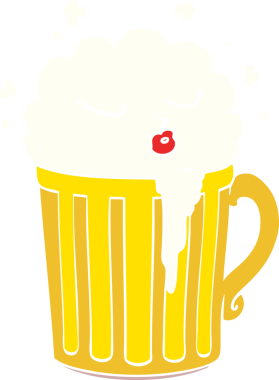 Bir insan tarafından çizilmiş düz renkli çizgi film kupası.