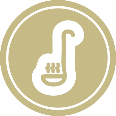 Bir insan tarafından çizilmiş çorba kepçesi yuvarlak simgesi sembolü