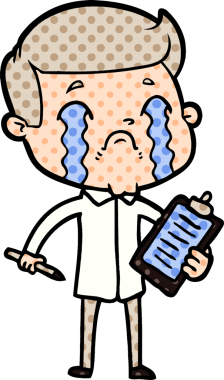 Bir insan tarafından çizilmiş ağlayan çizgi film adamı.