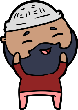 Bir insan tarafından çizilmiş mutlu sakallı bir adam.