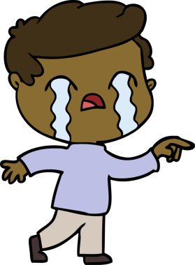 Bir insan tarafından çizilmiş ağlayan çizgi film adamı.