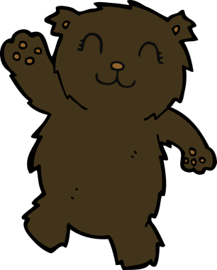 Bir insan tarafından çizilmiş siyah ayı sallayan çizgi film.