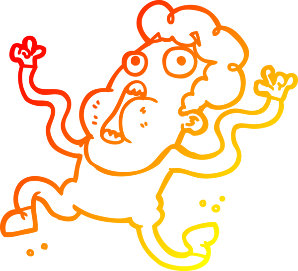 Bir insan tarafından çizilmiş, korkmuş bir çizgi film çizimi.