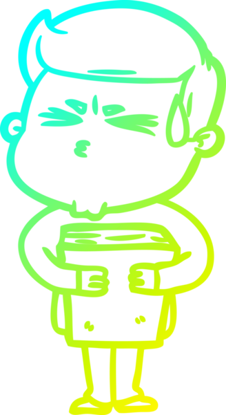 Bir insan tarafından çizilmiş terleyen bir çizgi film karakteri çizimi.