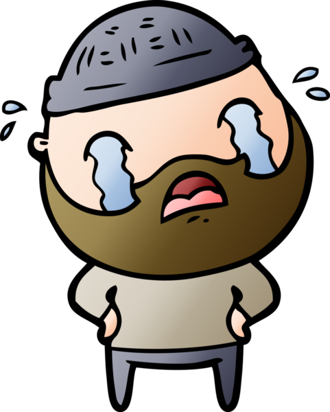 Çizgi film sakallı adam bir insan tarafından çizilmiş ağlıyor.