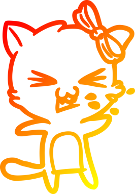 Bir insan tarafından çizilmiş çizgi film kedisinin sıcak çizgi çizimi