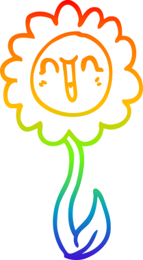 gökkuşağı gradyan çizgi çizimi bir insan tarafından çizilmiş mutlu bir çiçek