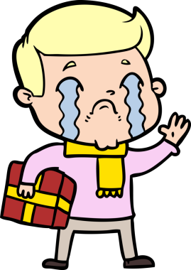 Bir insan tarafından çizilmiş ağlayan çizgi film adamı.