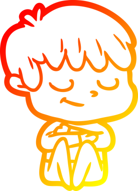 Bir insan tarafından çizilen mutlu bir çocuğun sıcak çizgi çizimi.