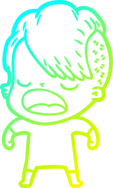 Bir insan tarafından çizilmiş havalı bir hippi kızın soğuk gradyan çizimi.