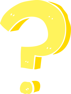 bir insan tarafından çizilmiş düz renk çizgi film soru işareti