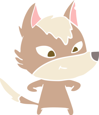 Bir insan tarafından çizilmiş düz renkli çizgi film kurdu.